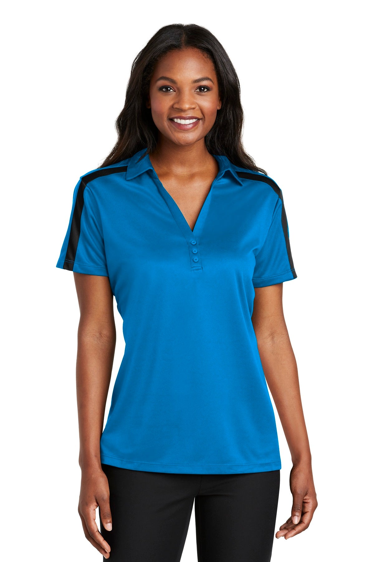 Port Authority ®  Women's Silk Touch™ Performance Colorblock Stripe Polo. L547