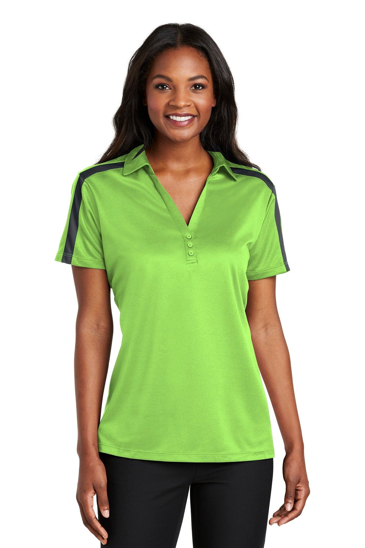 Port Authority ®  Women's Silk Touch™ Performance Colorblock Stripe Polo. L547