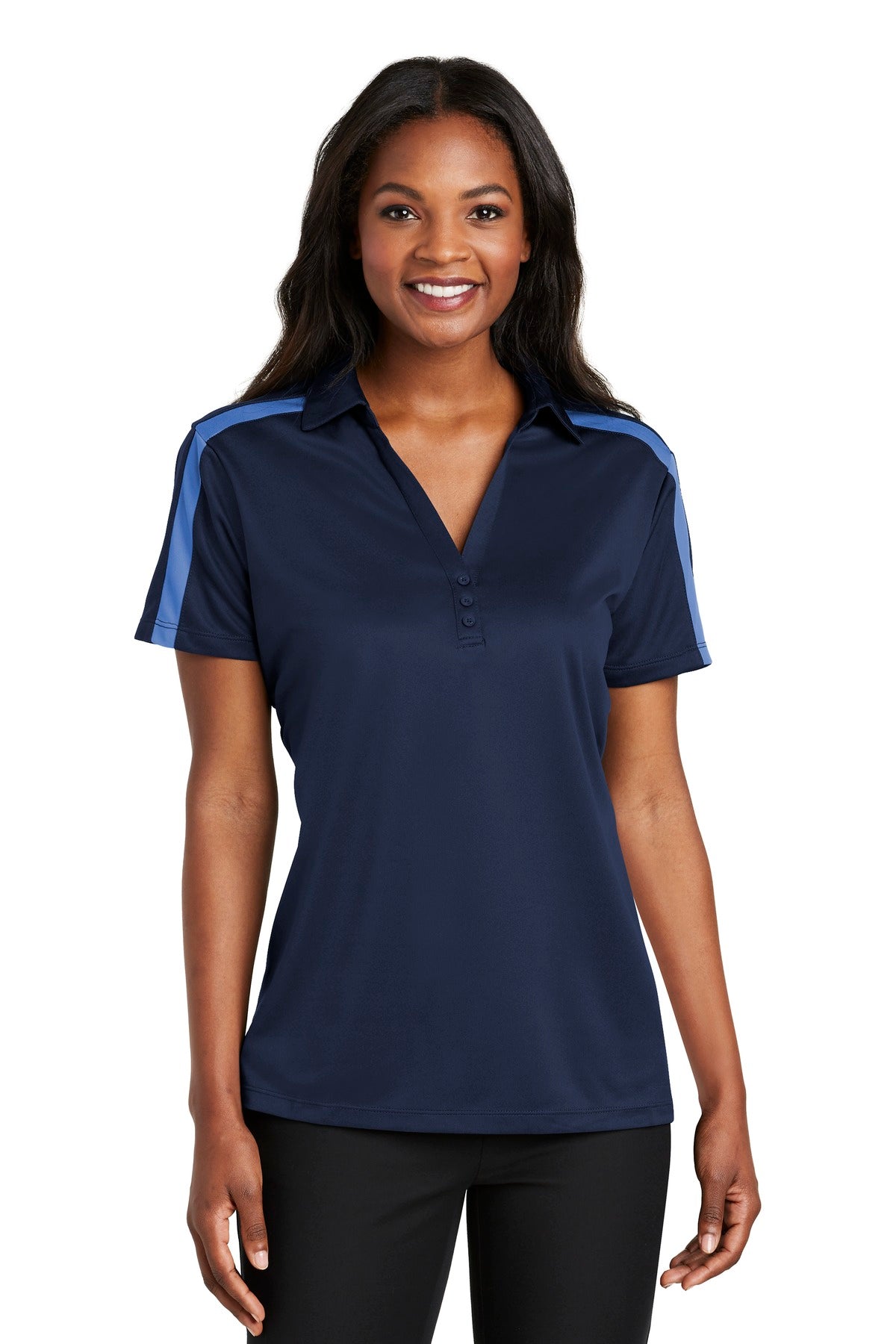 Port Authority ®  Women's Silk Touch™ Performance Colorblock Stripe Polo. L547