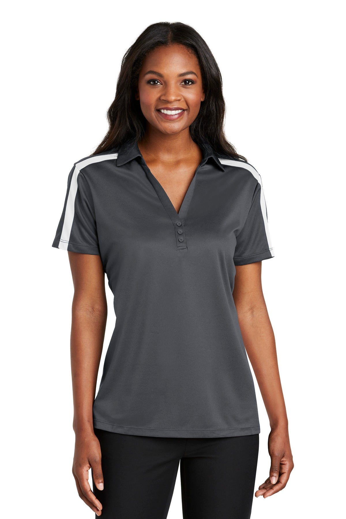 Port Authority ®  Women's Silk Touch™ Performance Colorblock Stripe Polo. L547