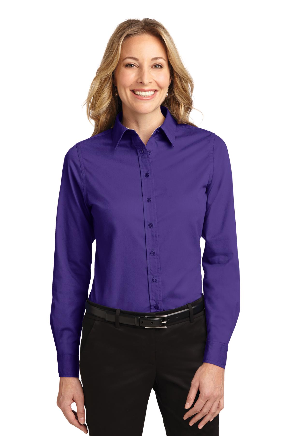 Port Authority ®  Women's Long Sleeve Easy Care Shirt.  L608 - Purple/ Light Stone