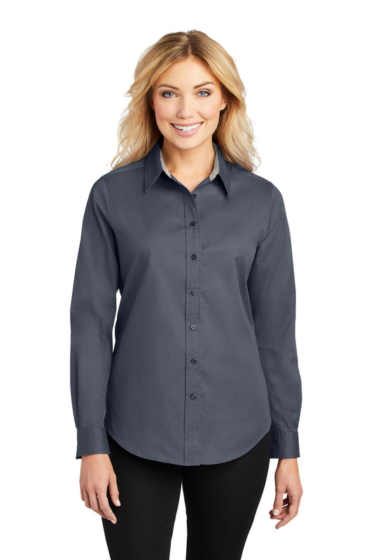 Port Authority ®  Women's Long Sleeve Easy Care Shirt.  L608 - Steel Grey/ Light Stone