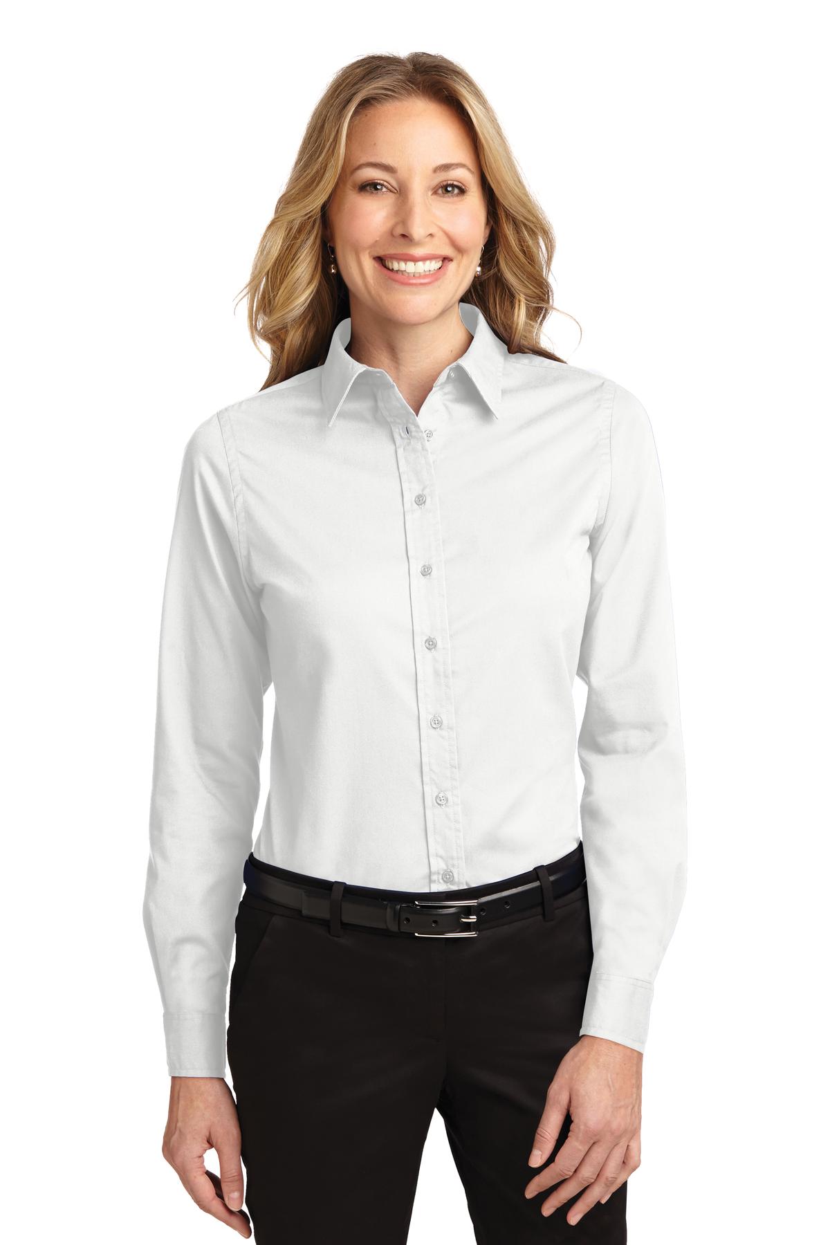 Port Authority ®  Women's Long Sleeve Easy Care Shirt.  L608 - White/ Light Stone