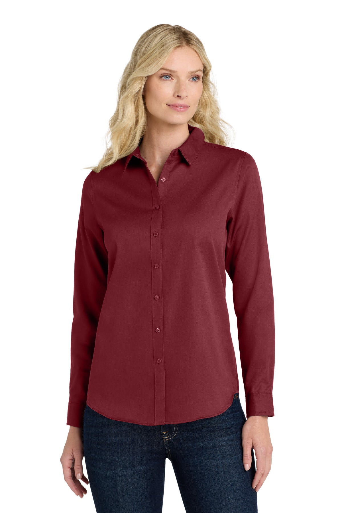 Port Authority ®  Women's Long Sleeve SuperPro React ™ Twill Shirt. LW808 - Burgundy