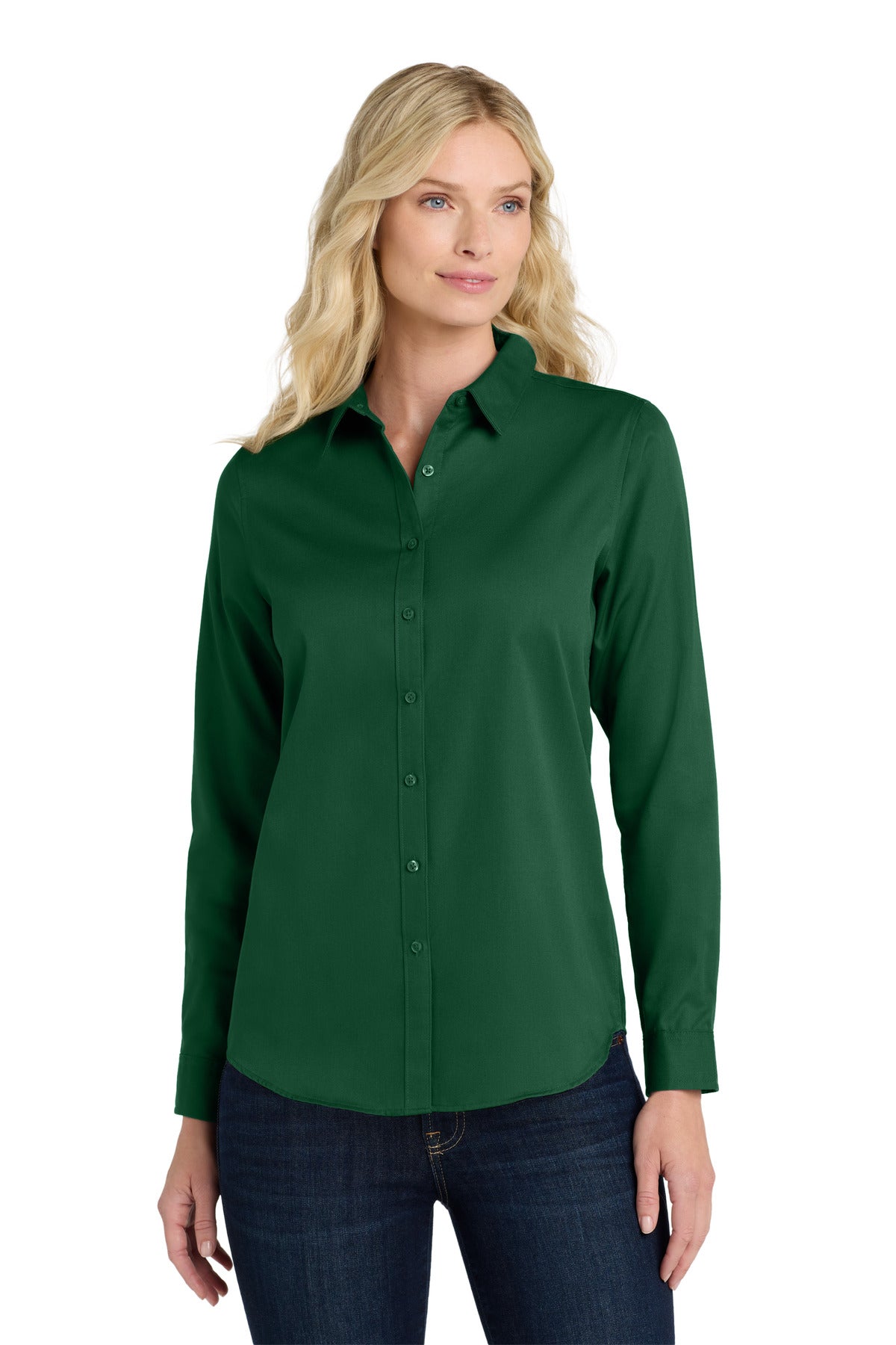 Port Authority ®  Women's Long Sleeve SuperPro React ™ Twill Shirt. LW808 - Dark Green