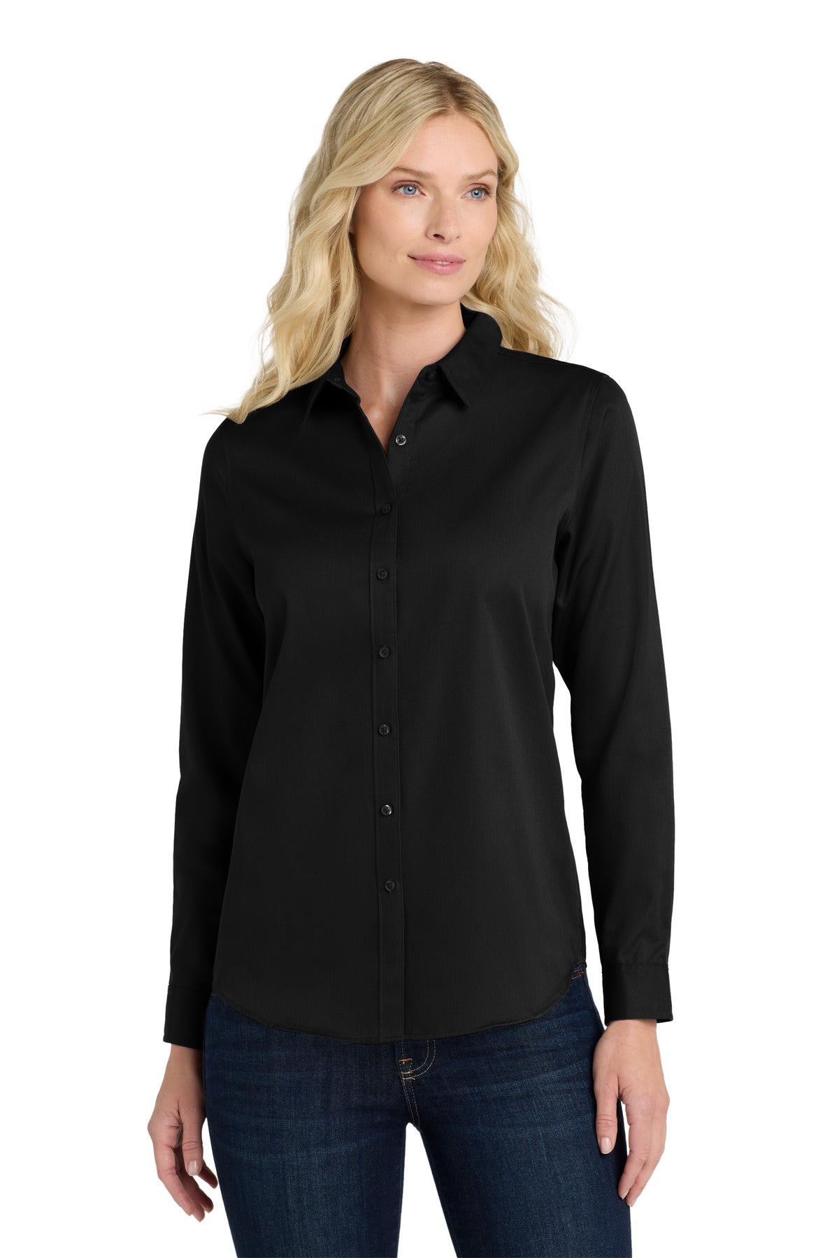 Port Authority ®  Women's Long Sleeve SuperPro React ™ Twill Shirt. LW808 - Deep Black