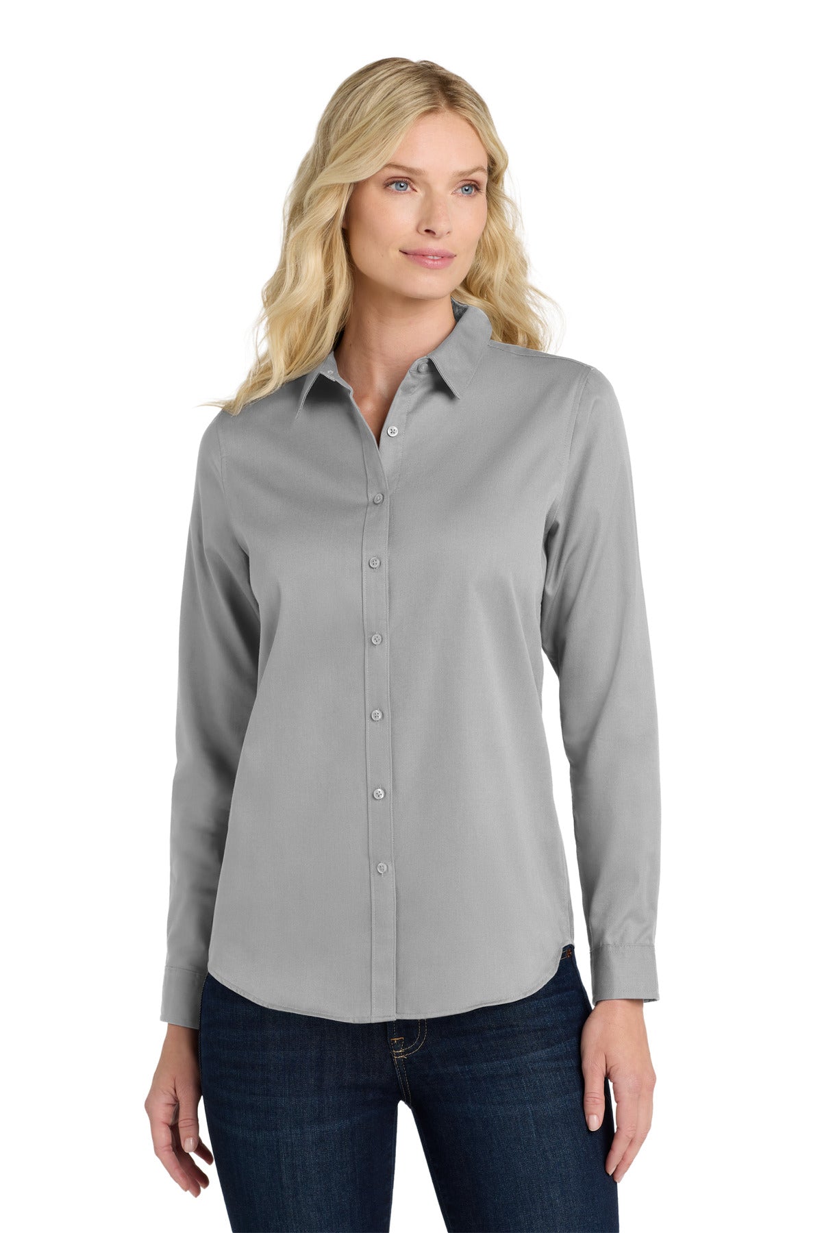 Port Authority ®  Women's Long Sleeve SuperPro React ™ Twill Shirt. LW808 - Gusty Grey