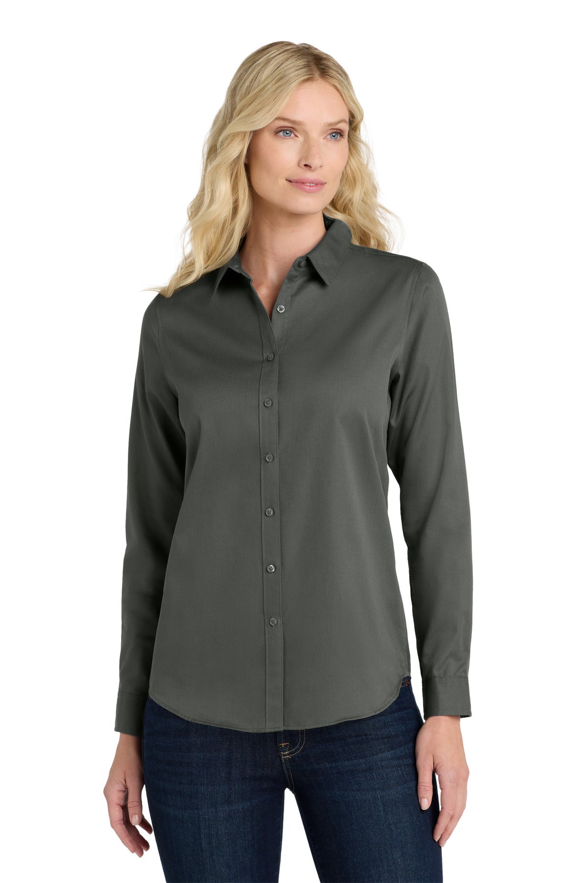 Port Authority ®  Women's Long Sleeve SuperPro React ™ Twill Shirt. LW808 - Storm Grey