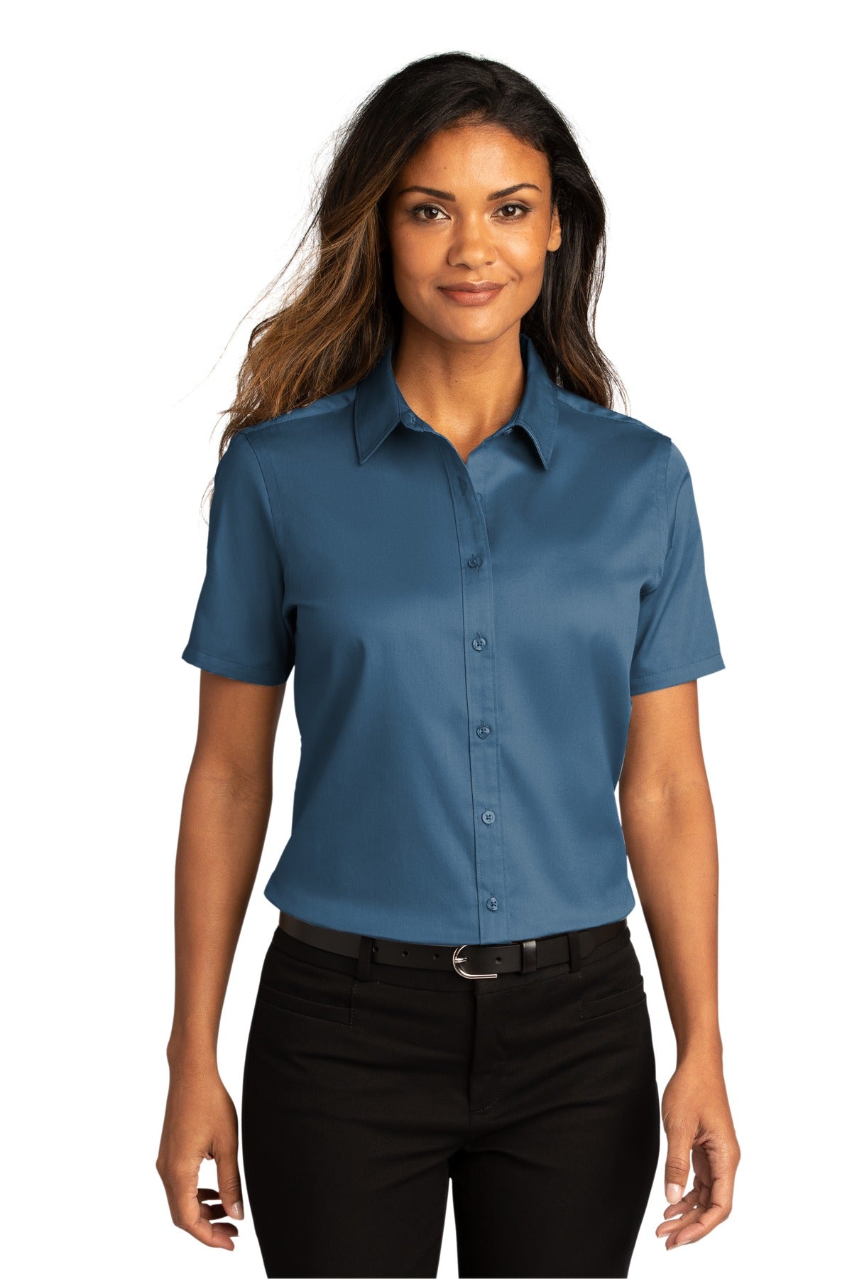 Port Authority ®  Women's Short Sleeve SuperPro React ™ Twill Shirt. LW809 - Regatta Blue