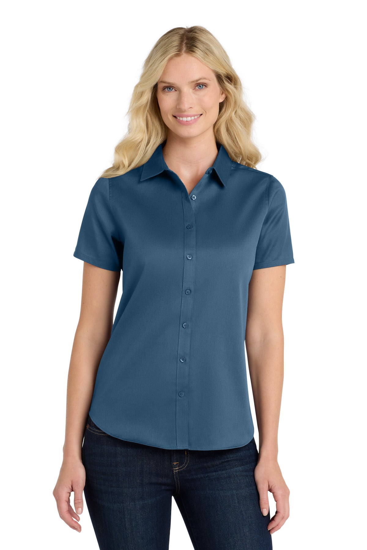 Port Authority ®  Women's Short Sleeve SuperPro React ™ Twill Shirt. LW809 - Regatta Blue