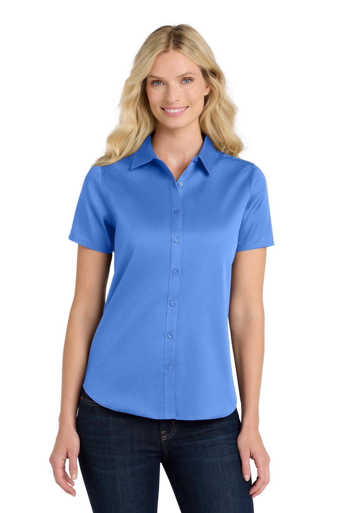 Port Authority ®  Women's Short Sleeve SuperPro React ™ Twill Shirt. LW809 - Ultramarine Blue