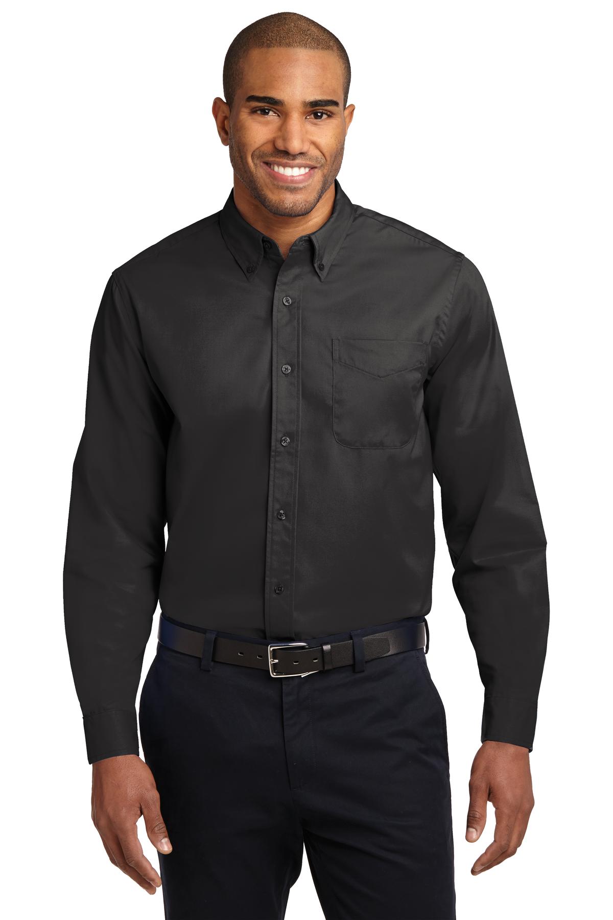 Port Authority ®  Long Sleeve Easy Care Shirt S608 - Black/ Light Stone