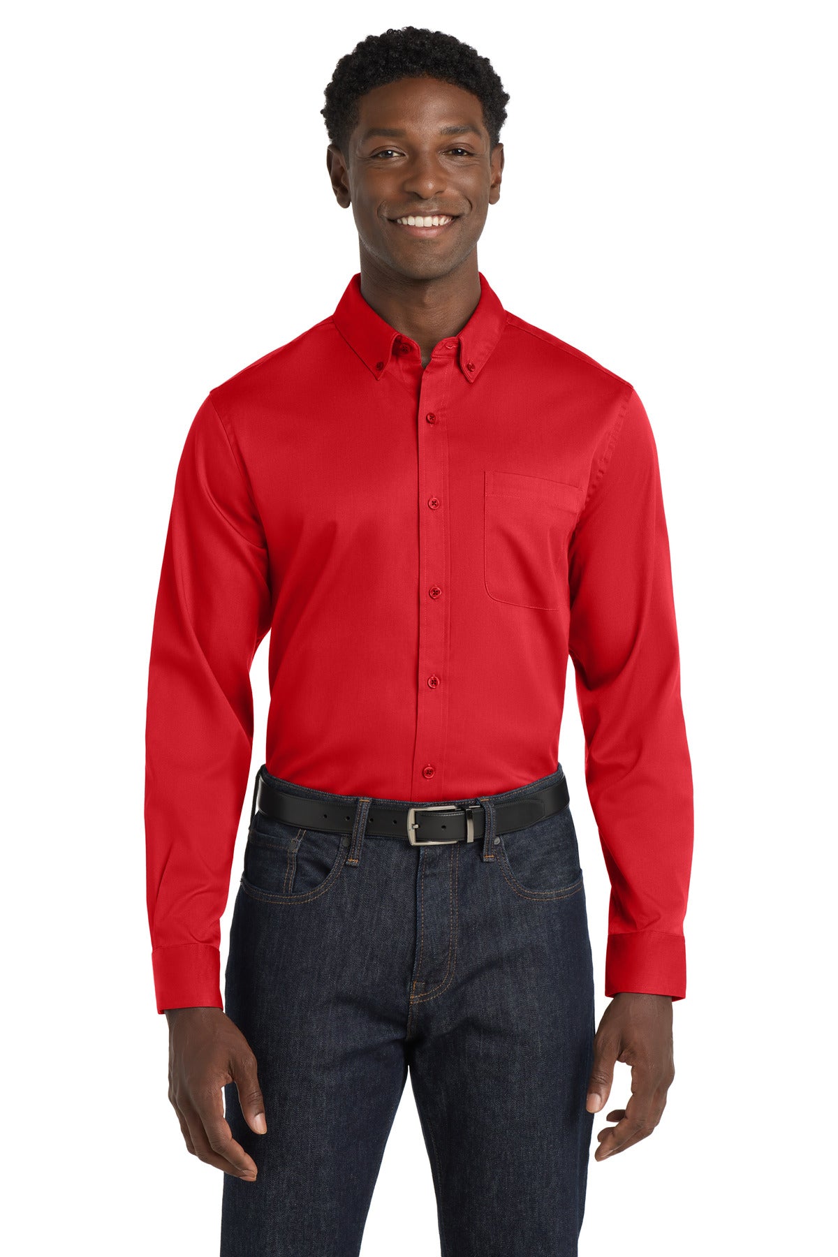 Port Authority ®  Long Sleeve SuperPro React ™  Twill Shirt. W808 - Rich Red