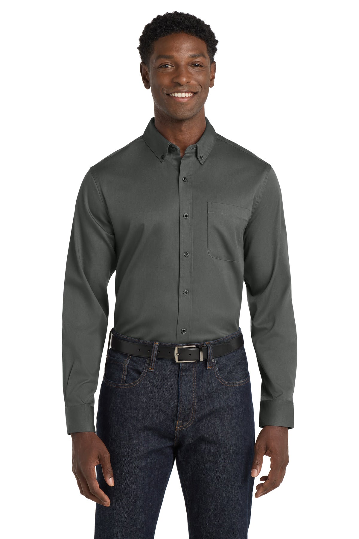 Port Authority ®  Long Sleeve SuperPro React ™  Twill Shirt. W808 - Storm Grey