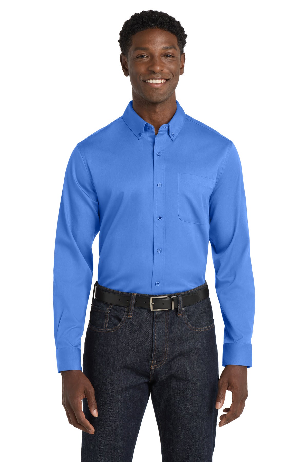 Port Authority ®  Long Sleeve SuperPro React ™  Twill Shirt. W808 - Ultramarine Blue