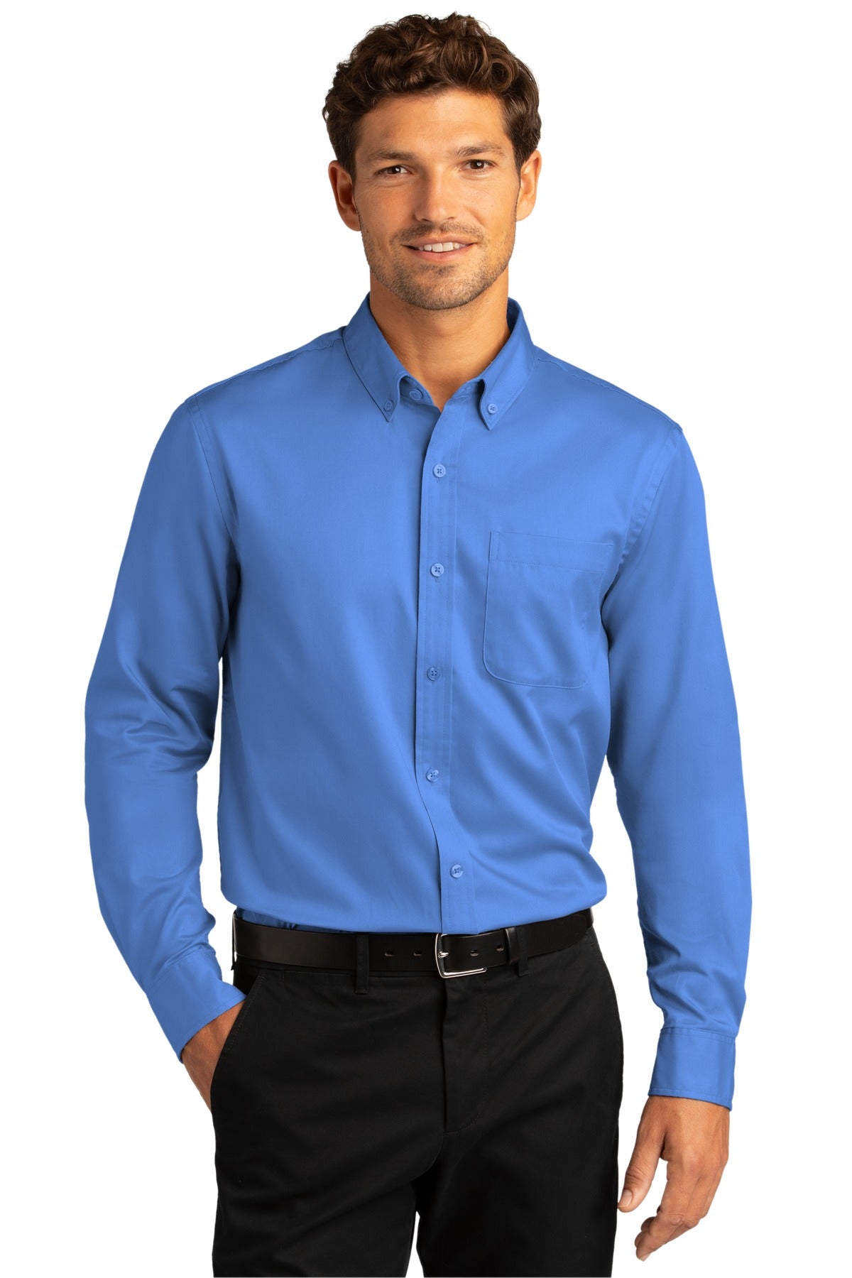 Port Authority ®  Long Sleeve SuperPro React ™  Twill Shirt. W808 - Ultramarine Blue