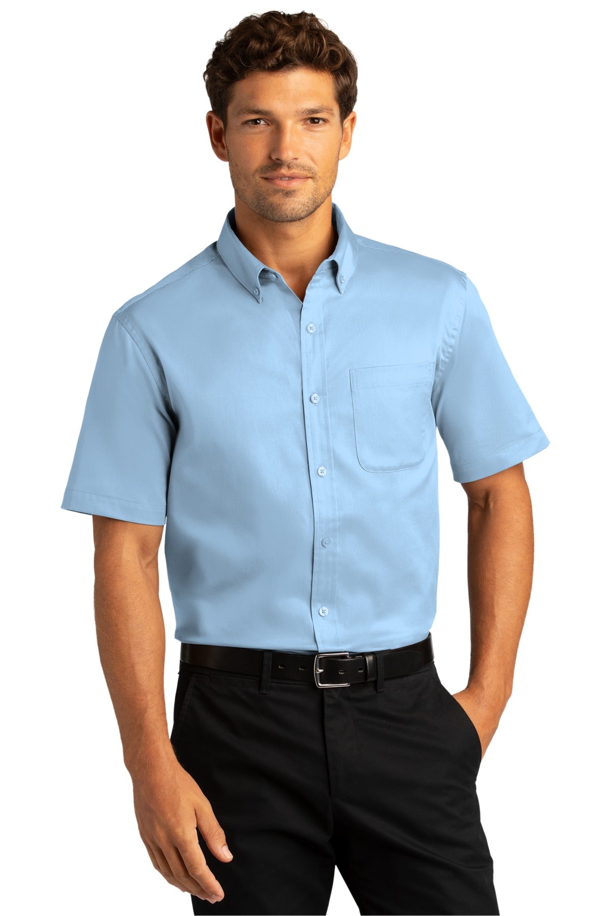 Port Authority ®  Short Sleeve SuperPro React ™  Twill Shirt. W809 - Cloud Blue