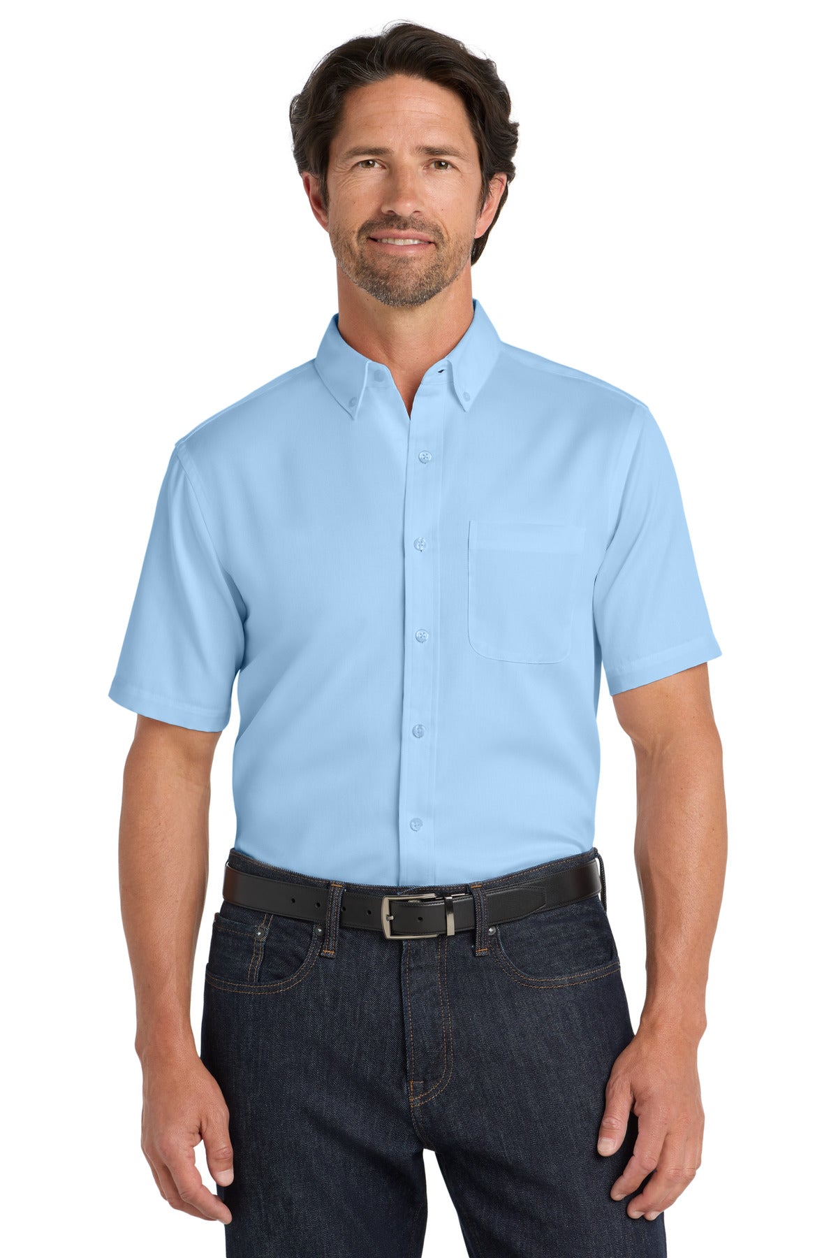 Port Authority ®  Short Sleeve SuperPro React ™  Twill Shirt. W809 - Cloud Blue