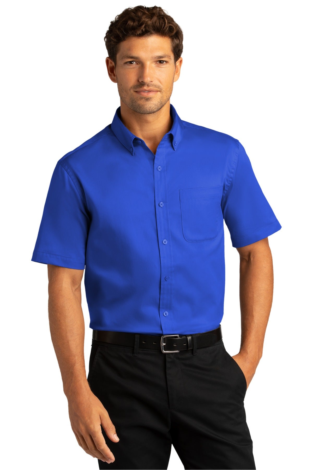 Port Authority ®  Short Sleeve SuperPro React ™  Twill Shirt. W809 - True Royal