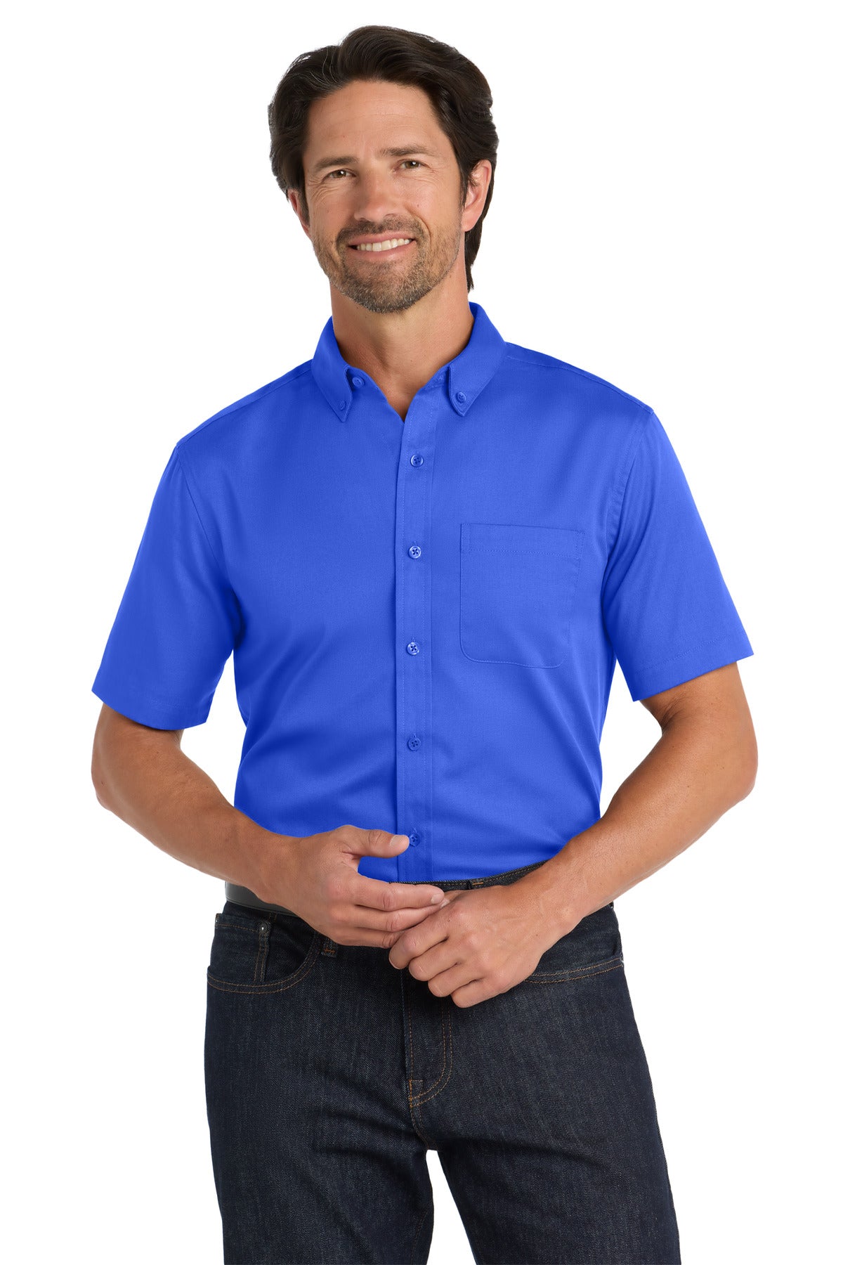 Port Authority ®  Short Sleeve SuperPro React ™  Twill Shirt. W809 - True Royal